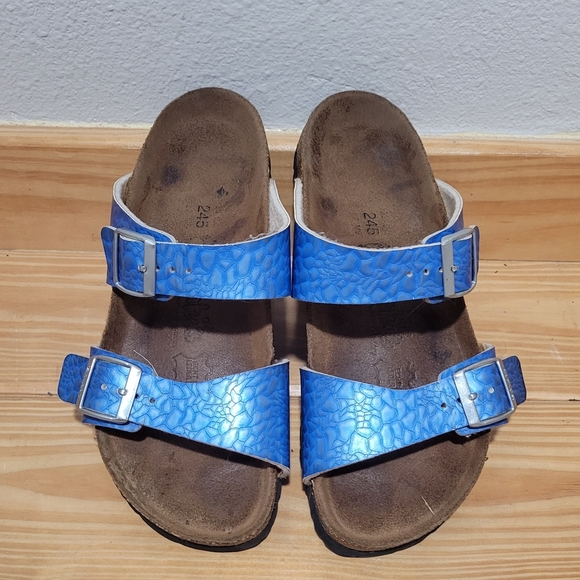 Birkenstock Blue Cobbleston 38  Leather Soft Footbed Arch Support Comfort Sandal - Picture 1 of 12